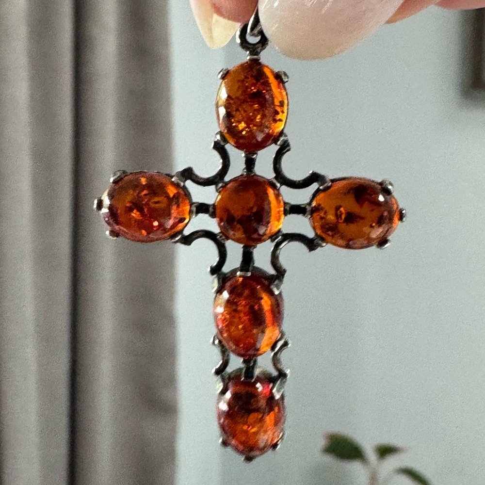 Amber Cross Pendant